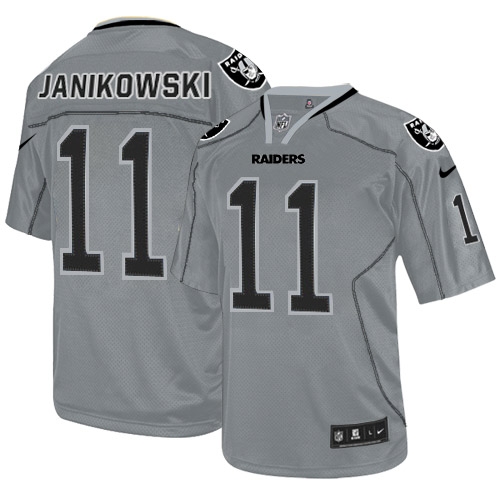 Men's Nike Oakland Raiders 11 Sebastian Janikowski Limited Lights Out Grey NFL Jersey