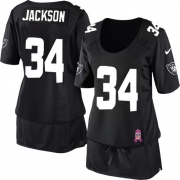 Women's Nike Oakland Raiders 34 Bo Jackson Elite Black Breast Cancer Awareness NFL Jersey