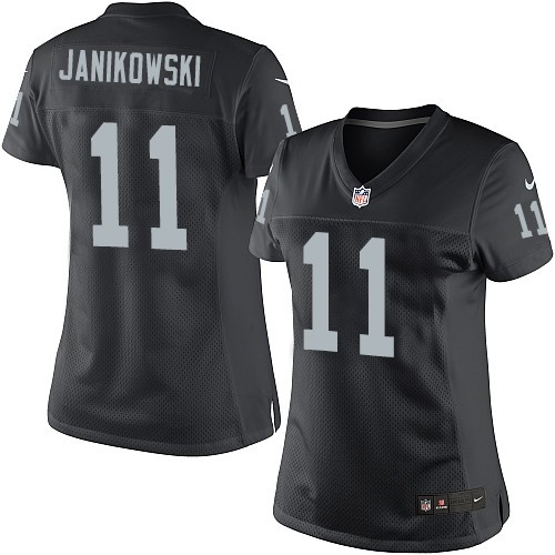 Women's Nike Oakland Raiders 11 Sebastian Janikowski Elite Black Team Color NFL Jersey
