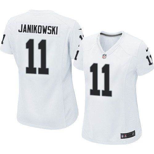 Women's Nike Oakland Raiders 11 Sebastian Janikowski Elite White NFL Jersey