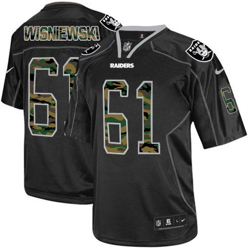 Men's Nike Oakland Raiders 61 Stefen Wisniewski Elite Black Camo Fashion NFL Jersey