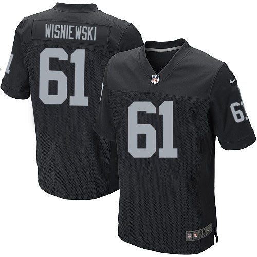 Men's Nike Oakland Raiders 61 Stefen Wisniewski Elite Black Team Color NFL Jersey