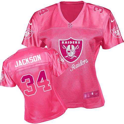 Women's Nike Oakland Raiders 34 Bo Jackson Limited Pink 2012 Fem Fan NFL Jersey