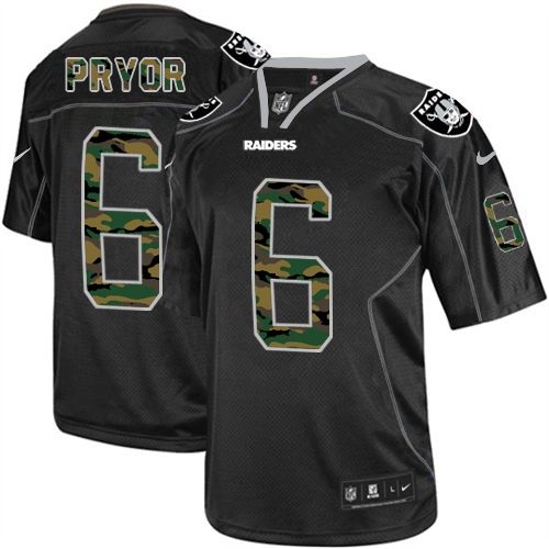 Men's Nike Oakland Raiders 6 Terrelle Pryor Elite Black Camo Fashion NFL Jersey