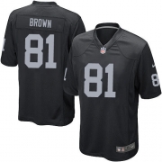 Men's Nike Oakland Raiders 81 Tim Brown Game Black Team Color NFL Jersey