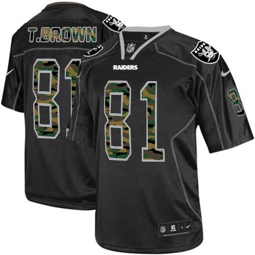 Men's Nike Oakland Raiders 81 Tim Brown Limited Black Camo Fashion NFL Jersey