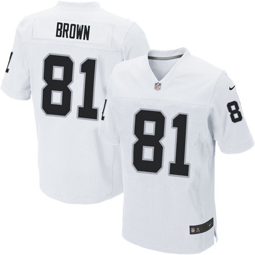 Men's Nike Oakland Raiders 81 Tim Brown Elite White NFL Jersey