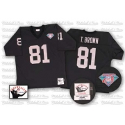 Mitchell and Ness Oakland Raiders 81 Tim Brown Black Team Color Authentic NFL Throwback Jersey