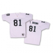 Mitchell and Ness Oakland Raiders 81 Tim Brown White Authentic Throwback NFL Jersey