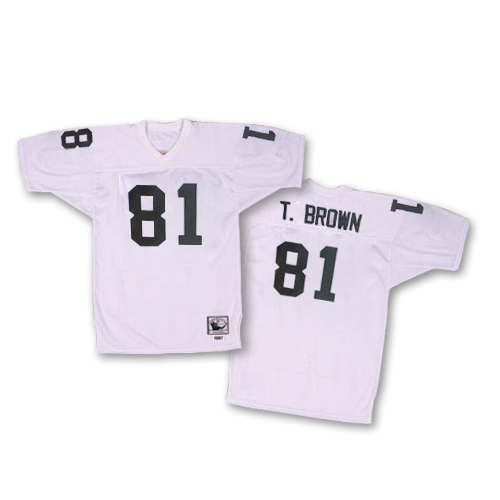 Mitchell and Ness Oakland Raiders 81 Tim Brown White Authentic Throwback NFL Jersey