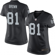Women's Nike Oakland Raiders 81 Tim Brown Limited Black Team Color NFL Jersey