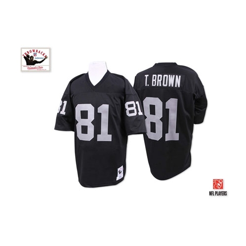 Youth Mitchell and Ness Oakland Raiders 81 Tim Brown Black Team Color Authentic NFL Throwback Jersey