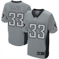 Men's Nike Oakland Raiders 33 Tyvon Branch Elite Grey Shadow NFL Jersey