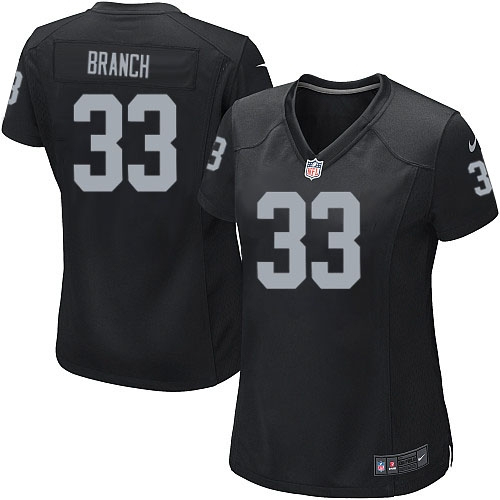 Women's Nike Oakland Raiders 33 Tyvon Branch Game Black Team Color NFL Jersey