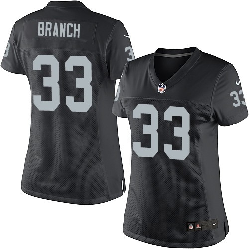 Women's Nike Oakland Raiders 33 Tyvon Branch Limited Black Team Color NFL Jersey