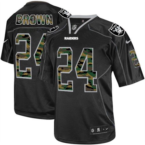 Men's Nike Oakland Raiders 24 Willie Brown Limited Black Camo Fashion NFL Jersey
