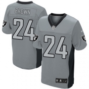 Men's Nike Oakland Raiders 24 Willie Brown Elite Grey Shadow NFL Jersey